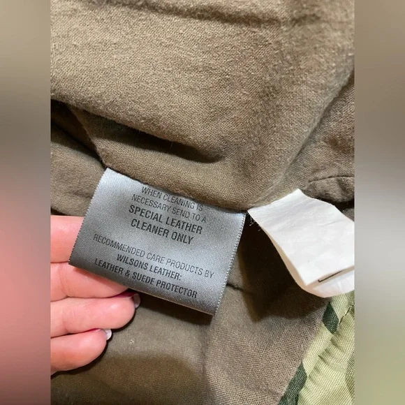 Wilson’s Leather Olive Green Cropped Military Jacket Size Large - Picture 12 of 12